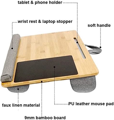 Laptop Desk Home Office Lap Desk Portable Lap Desk with Cushion Mouse Pad Home Office Laptop Desk Computer Tray for Home Office Students Use
