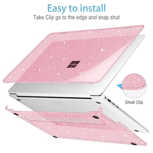 Mektron Glitter Case for 13.8" Microsoft Surface Laptop 8 2026 Fits Surface Laptop 13.8 Inch 7 2024 Cover (Model: 2036),Keyboard Cover +Screen Protector +Dust Plugs, Sparkly Pink - color: Sparkly Pink