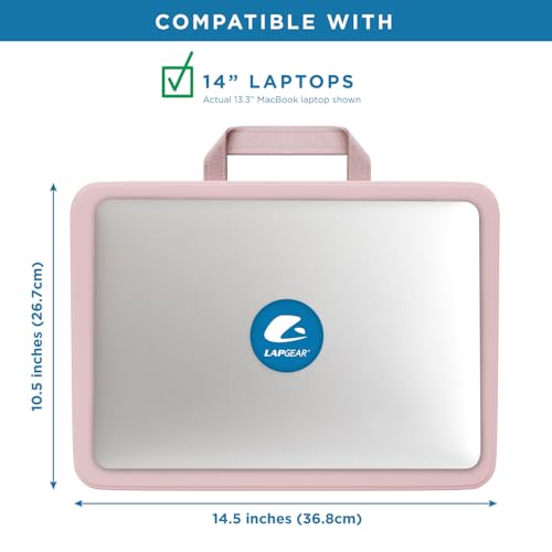 LAPGEAR Compact Lap Desk – Rose Quartz, Fits 14" Laptops | Microbead Cushion, Built-In Pencil Slot, Carry Handle, Fits Standard Letter-Size Paper (8.5" × 11") - color: Rose Quartz, size: 14″ Laptop (Compact)