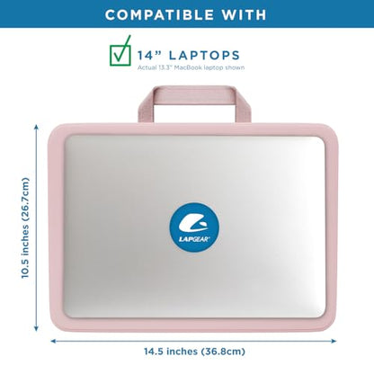 LAPGEAR Compact Lap Desk – Rose Quartz, Fits 14" Laptops | Microbead Cushion, Built-In Pencil Slot, Carry Handle, Fits Standard Letter-Size Paper (8.5" × 11") - color: Rose Quartz, size: 14″ Laptop (Compact)