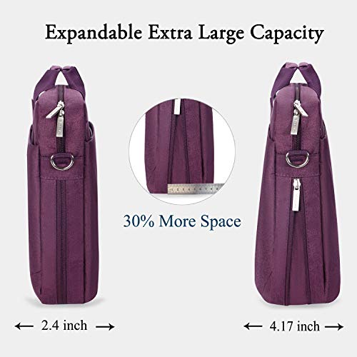 Voova 15.6-15 Inch Laptop Bag, Computer Bag, MacBook Bag, Dark Purple | Expandable splash-proof laptop messenger bag with removable strap; fits notebooks, MacBook, HP, Dell, Lenovo and Asus - color: Purple, size: 14-15.6 Inch