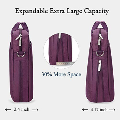 Voova 15.6-15 Inch Laptop Bag, Computer Bag, MacBook Bag, Dark Purple | Expandable splash-proof laptop messenger bag with removable strap; fits notebooks, MacBook, HP, Dell, Lenovo and Asus - color: Purple, size: 14-15.6 Inch