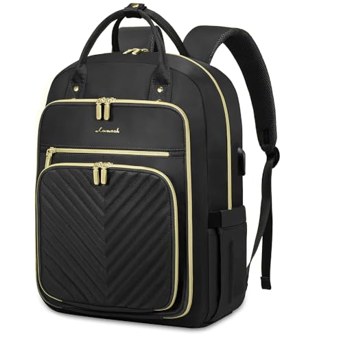 LOVEVOOK Laptop Backpack Women Teacher Backpack,17.3 Inch Laptop Bag with USB Port,Waterproof Daypack for Work Travel,Black - color: Black, size: 17.3 inch-Standard Laptop Compartment
