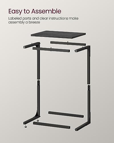 VASAGLE C-Shaped End Table, Side Table for Sofa, Couch with Metal Frame, Small TV Tray for Living Room, Bedroom in Misty Gray and Black ULET353B68 - color: Misty Gray + Black