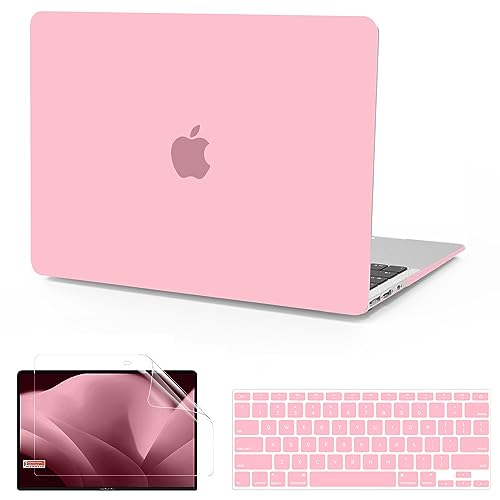 B BELK Compatible with MacBook Air 13 inch Case 2010-2017 Model A1466 A1369 | Matte Plastic Laptop Hard Shell Case for MacBook Air 13.3 inch with Keyboard Cover & Screen Protector, Pink - color: Pink