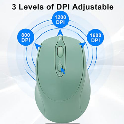 Bluetooth Mouse,Rechargeable Wireless for Laptop/iPad/MacBook Pro/Air, Silent Mouse Portable Slim for Surface Pro/PC/Lenovo/Samsung Tablet (Light Green) - color: Light Green