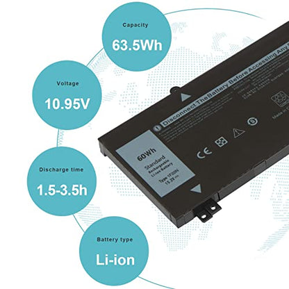 60Wh 1F22N Laptop Battery for Dell Alienware M15 R1 M17 R1, G5 15 5590 D2842W D2843W D2865B, G7 7590 7790 D2785B, P79F P37E P82F P40E P37E001 JJPFK 0JJPFK HYWXJ 0HYWXJ 01F22N 08622M 06YV0V XRGXX - size: 8.74*2.95*0.31inch 1F22N