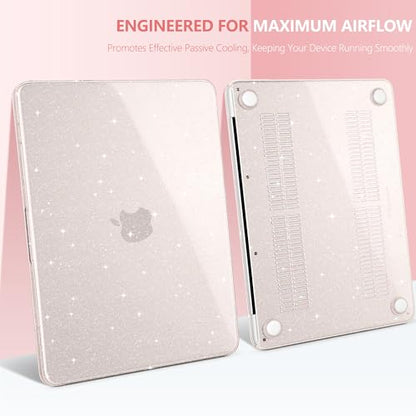 Batianda StarryMist Case for MacBook Neo 13 Inch 2026, Starry Pink | 4-in-1 Bundle Subtle Glitter Mist Finish, Slim Lightweight Shell, Everyday Protection for MacBook Neo 13 Inch Model A3404 - color: Glitter‌ Starlight