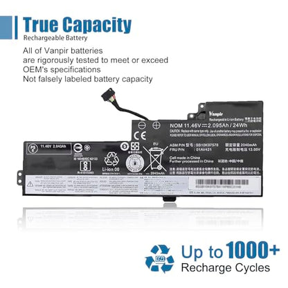 01AV421 T470 T480 Laptop Battery Replacement for Lenovo ThinkPad A475 A485 TP25 Series Notebook SB10K97578 01AV419 01AV420 01AV489 SB10K97576 SB10K97577 11.46V 24Wh 2095mAh 3-Cell - size: 9.80*3.58*0.33 inch 01AV421