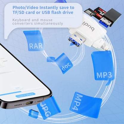 SD Card Reader for iPhone, 6-in-1 Micro SD TF Memory Card Reader Trail Camera Viewerport Adapter,Compatible with ipad/Android/Mac/Computer/Camera(White) - size: Mini