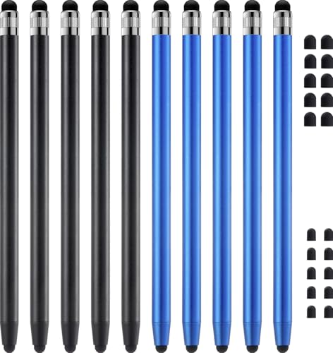 Stylus Pen for Touchscreen, ChaoQ 10pcs High Sensitivity and Precision Stylus Pen for iPad iPhone Android Compatible with All Touch Screens (Black/Blue) - color: 10 Black Blue