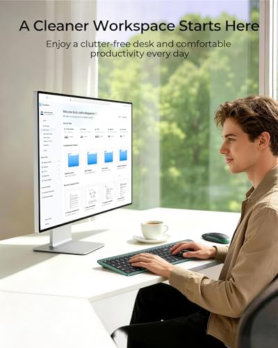 seenda Rechargeable Wireless Keyboard and Mouse Combo, Dark Green | Quiet, slim full-size keyboard with numpad, 2.4GHz USB receiver, USB-C charging, 3-level DPI mouse for Windows PCs/laptops - color: Dark Green