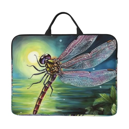 14 Inch Laptop Sleeve Case Waterproof Lightweight Laptop Case Bag Dragonfly Painting Travel Laptop BagsWith Handle Briefcase Messenger Bag For Women Men