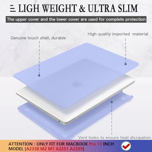 CISSOOK Compatible with MacBook Pro 13 Inch Case 2023 M2 Chip, Hard Shell Case & Keyboard Cover for MacBook Pro 13 inch with Touch Bar 2020-2023 Release M2&M1 A2238 A2289 A2251 Model, Sierra Blue - color: Sierra Blue