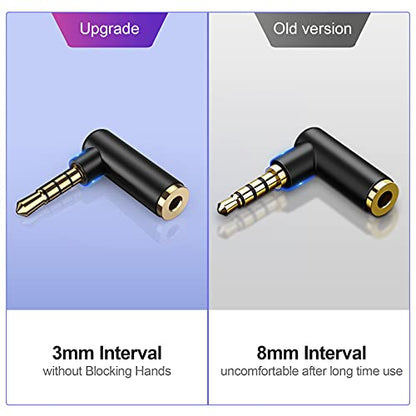 CableCreation 3.5mm Audio Adapter, 1/8 TRRS Stereo Headphone Connector | Angle Male to Female Compatible with Headset, Tablets, MP3 Players,Game Controller,Speakers,Black - size: 1-Pack, style: Angle Adapter