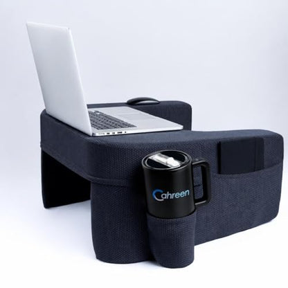 Lap Desk Pillow with 40oz Tumbler, Ergonomic Portable Laptop Desk Cushion for Bed with Arm Support, Gaming Pillow, Reading Pillow Arms, Lap Tray Cushion, Tablet & Laptop Lap Table Workstation