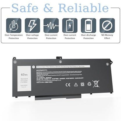 RJ40G 63Wh Laptop Battery Replacement for Dell Latitude 14 5420 Latitude 15 5520 Precision 15 3560 Series Laptop 01K2CF 075X16 WY9DX P137G P137G001 P104F P104F001 0WK3F1 0M3KCN 005R42 15.2V - size: 9.37*3.74*0.23inch RJ40G