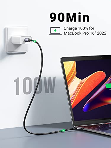 UGREEN USB C to USB C Cable, 100W 2-Pack USB C Charger Cable for iPhone 17/17 Air/17 Pro/17 Pro Max/16, MacBook Pro, iPad Pro, Dell XPS, Samsung Galaxy S25/S24/S23 Ultra, Switch, Pixel, 1.6FT Black - size: 1.6FT