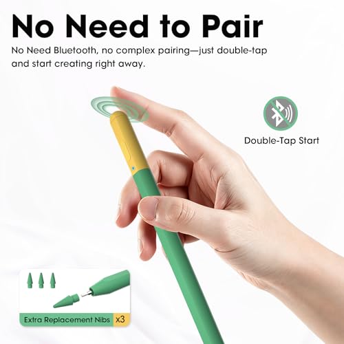 Magnetic Stylus Pen 2018-2026, 15-Mins Fast Charge Active Pencil with 4 Extra Tips & 10-Hrs Battery, Stylus Pencil Compatible with iPad A16 11-6th Gen, Pro 13/12.9/11 M4/M5, Air M4/M3/M2, Mini 6/5/7th - color: Green