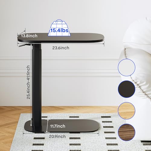 FLEXISPOT Adjustable C Table, Mobile Snack Side End Table Sofa Couch Bedside Table Laptop Cart TV Tray Night Stand Small Space Side Table(23.6" W x 13.8" D,Black) - color: Black, size: 24x14