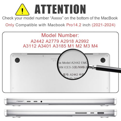 for with MacBook Pro 14 inch Case 2026-2021 M5 M4 M3 M2 M1 Pro/Max A3426 A3427 A3434 A3112 A3401 A2918 A2992 A2779 A2442, Hard Shell with Keyboard Cover+Protective Film, Cherry Bow - color: Cherry Bow