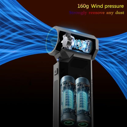Portable 150W High Speed Turbo Fan air Duster ,130,000RPM led Display 4 Levels Wind Speed and Power, Blowing and Inflating Feature,for Home,outdoor,Car Cordless Air Duster and Rechargeable.Black