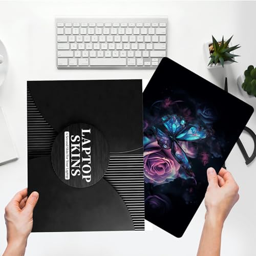 Universal Laptop Skin Sticker with 2 Wrist Pad Skins, Waterproof Scratch Resistant Vinyl Laptop Cover Decal, Cut to Fit for 11–15.6 Inch MacBook HP Dell Lenovo, Dark Rose Butterfly - color: Dark Rose Butterfly