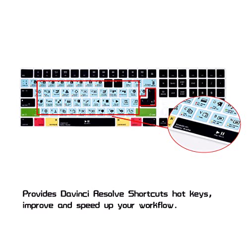 HRH Davinci Resolve Shortcut Hotkey Silicone Keyboard Cover Keypad Skin for Magic Keyboard with Numeric Keypad A1843 MQ052LL/A Released in 2017/2018(US/EU Layout) - color: Hotkey-Davinci Resolve
