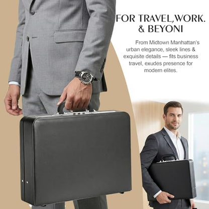 Briefcases For Men - Anti-Theft Longwave Lock&16 Inch Laptop Compartment | Waterproof Faux Leather, Brief Cases with Multi File Organizer, Office&Travel ，Gift For Man (Black) - color: Yi-Black
