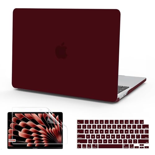 B BELK for MacBook Air 15 inch Case M5 2026 2025 2024 2023 Release M4 M3 M2 | A3448 A3241 A3114 A2941, Matte Plastic Laptop Hard Shell Case with Keyboard Cover & Screen Protector, Marsala Red - color: Marsala Red