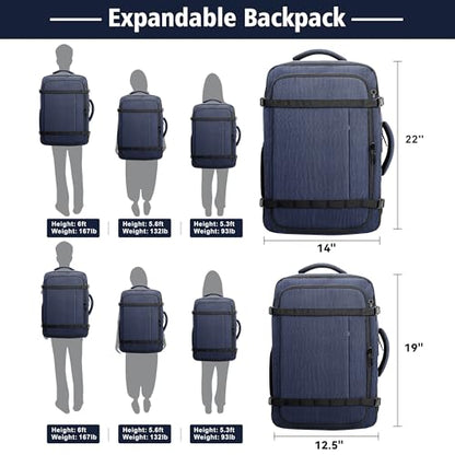 Travel Backpack with LifetimeWarranty,Expandable Carry on Backpack,Blue | 35-45L Cable Access Port,Fits 17.3"Laptop,Flight TSA friendly,Anti Theft Laptop Backpack Travel,Commuting - color: Blue, size: Standard（35L-45L）