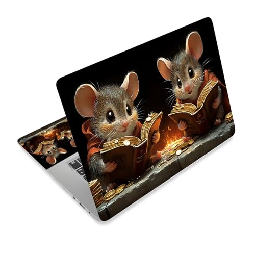 Universal Laptop Skin Sticker Decal,15.6 Inch Laptop Vinyl Cover for 13" 14" 15.6" Laptop,Scratch-Resistant Waterproof Protector Wrap,Reusable with Wrist Pads,Scholar Mice Book Coins - color: Scholar Mice Book Coins