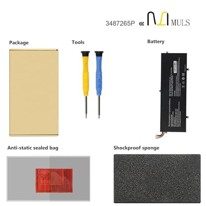 MULS 3487265P 8 Lines Battery for Jumper EZBook 3S 3 SE 3 Pro LB10 MB10 3S | Laptop Series P313R HW-3487265 WTL-3687265 3282122-2S 3587265P 36.48Wh 7.6V 4800mAh with Tools, Extended runtime