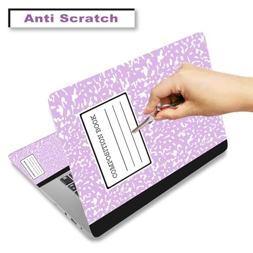 Laptop Decal Sticker Skin Cover, 11.6”12" 13" 13.3" 14" 15" 15.4" 15.6 inch Laptop Netbook Vinyl Skin Sticker Cover Art Notebook PC Protector (2 Wrist Pad Included), Purple Composition Book - color: Purple Composition Book