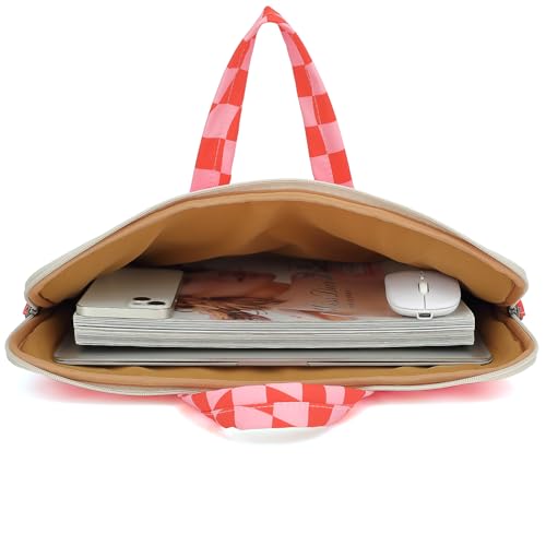 DACHEE Laptop Shoulder Bag for 15 Inch/15.6 Inch Macbook Pro - color: Pink Checker Shoulder