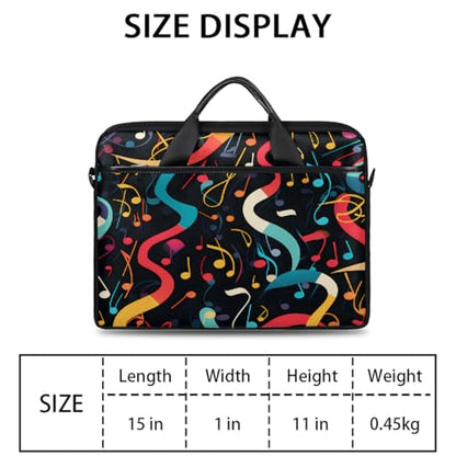 Laptop Shoulder Bag for Women Men, Waterproof Computer Case Messenger Bag Briefcase for Business Office Travel - color: Music Note