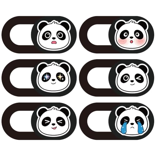 6Pcs 6 Styles Panda Camera Cover Slide Cute Privacy Guard Accessories, Phone Front Camera Blocker 0.04 Inch Ultra Thin for Laptop Desktop Computer Tablet Notebook Mini PC Office Home Use - color: Panda-1