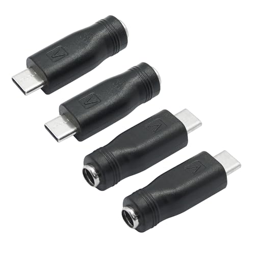 DC 5.5mm x 2.1mm to USB C Adapter, 5V DC 5521 Female to USB Type C Male Plug Convert Connector Power (4Pcs) - style: DC to USB Type C - 4Pcs