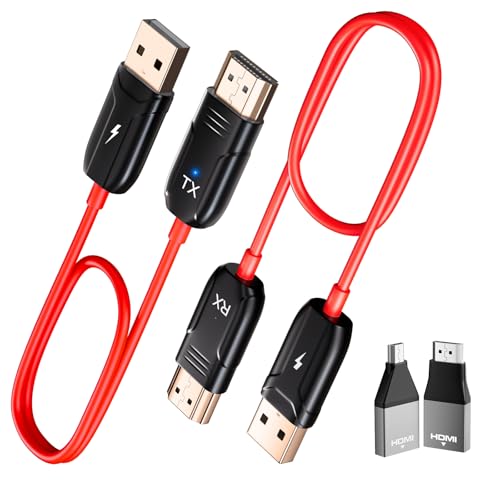 Wireless HDMI Transmitter and Receiver 4K Decode Input 1080P Output | No WiFi/app/Bluetooth, Plug & Play, Portable 2.4/5G, Streaming Video and Audio from PC/Projector/TV Box to Monitor - color: Black