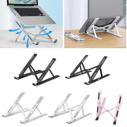 Foldable Tablet Stand, Non-Slip 6-Level Adjustable Laptop Stand Compatible with All Computers and Laptops, (Black) - color: Black