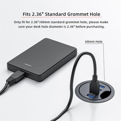 USB 3.0 Hub 4 Port USB 60mm Desk Grommet Splitter Dock Station Interface for Desktop PC Desk - style: 4-USB3.0