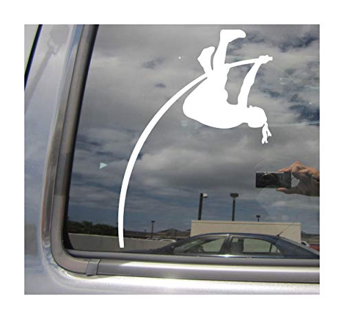 Girl Pole Vaulter Vaulting - Track & Field - Cars Trucks Moped Helmet Hard Hat Auto Automotive Craft Laptop Vinyl Decal Store Window Wall Sticker 04022