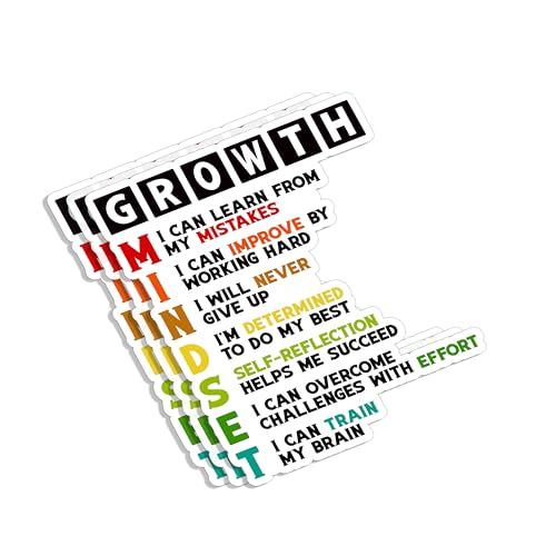 (3pcs) Growth Mindset Meaning Sticker Funny Motivational Sayings Inspirational Quotes Vinyl Decal for Tumbler Laptop Car Water Bottles Books Phone - Size 3x2.7