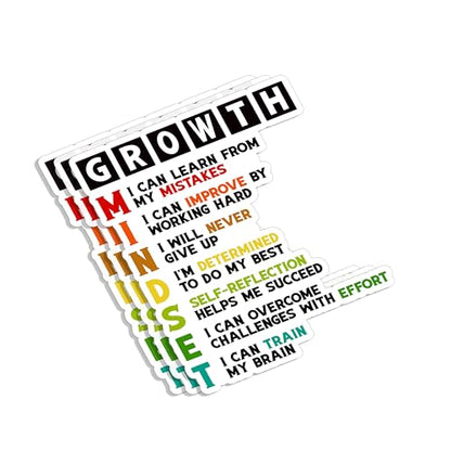 (3pcs) Growth Mindset Meaning Sticker Funny Motivational Sayings Inspirational Quotes Vinyl Decal for Tumbler Laptop Car Water Bottles Books Phone - Size 3x2.7