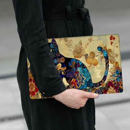 Laptop Skin Sticker Decal 12" 13" 13.3" 14" 15" 15.6",Waterproof Scratch Resistant Vinyl,Reusable Easy to Apply,for MacBook HP Dell Notebooks Netbooks Laptop,2 Wrist Pads,Cat Floral - color: Cat Floral