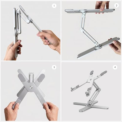 Model-X 2.0 Laptop Stand, Laptop Stand for Desk Adjustable Height, 360 Rotating Laptop Riser Aluminum Portable Foldable Computer Stand for MacBook Pro Air 10–17 inches (Polar White) - color: Polar White