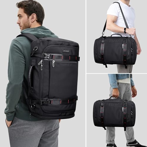 WITZMAN Travel Backpack for Men 35L TSA Friendly Flight Approved | Nylon Laptop Backpack Multi-pocket Fits 16 Inch, Carry-on Luggage, Shoe Compartment, For Business Trip, Vacation, B718 Black - color: Black
