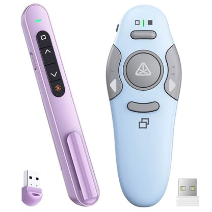QUI Presenter Clicker Bundle | BK600 Slim-Shaped USB A Purple & BQ100 Remote-Shaped USB A Blue