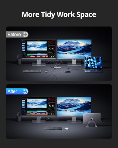 MacBook Pro Docking Station Dual Monitor 4K@60Hz with 100W Power Adapter, USB C Docking Station Vertical Stand for MacBook Pro/Air with 2 HDMI, USB 3.0, SDµSD, Ethernet, Audio