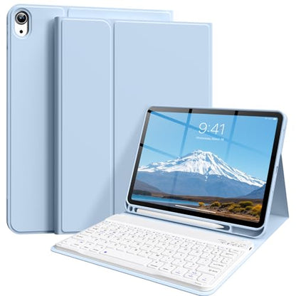 Keyboard Case for iPad (A16) 11th Gen 11 Inch 2025, iPad 10th Generation 10.9 inch 2022 with Pencil Holder, Wireless Keyboard and Slim Lightweight Soft Cover Auto Wake/Sleep, Blue - color: Blue